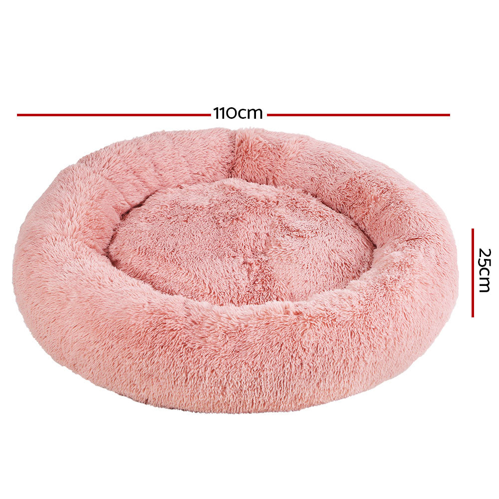 i.Pet Pet bed Dog Cat Calming Pet bed Extra Large 110cm Pink Sleeping Comfy Washable