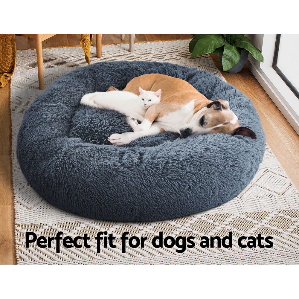 i.Pet Pet bed Dog Cat Calming Pet bed Large 90cm Dark Grey Sleeping Comfy Cave Washable