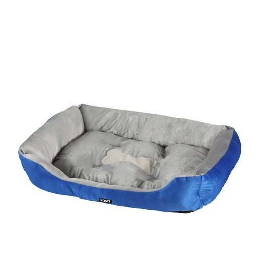 i.Pet Pet Bed Dog Cat Calming Soft Mat Sleeping Comfy Plush Cave Washable Blue