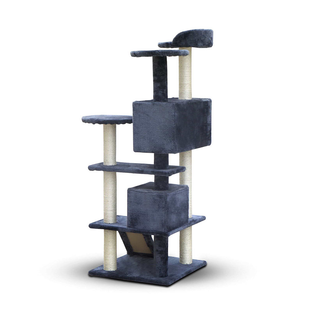 i.Pet Cat Tree 134cm Trees Scratching Post Scratcher Tower Condo House Furniture Wood Grey