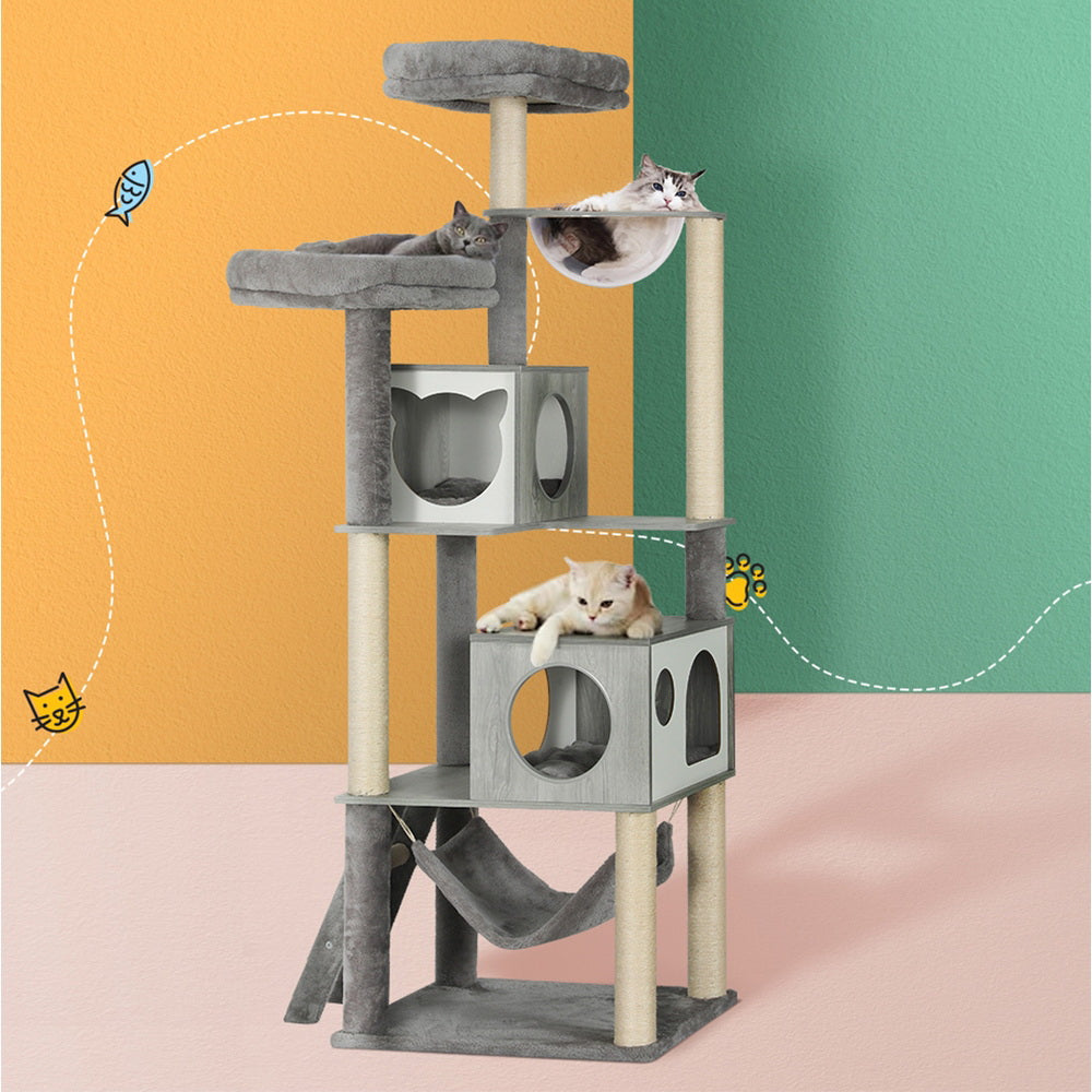 i.Pet Cat Tree Tower Scratching Post Scratcher Wood Bed Condo House Large 178cm