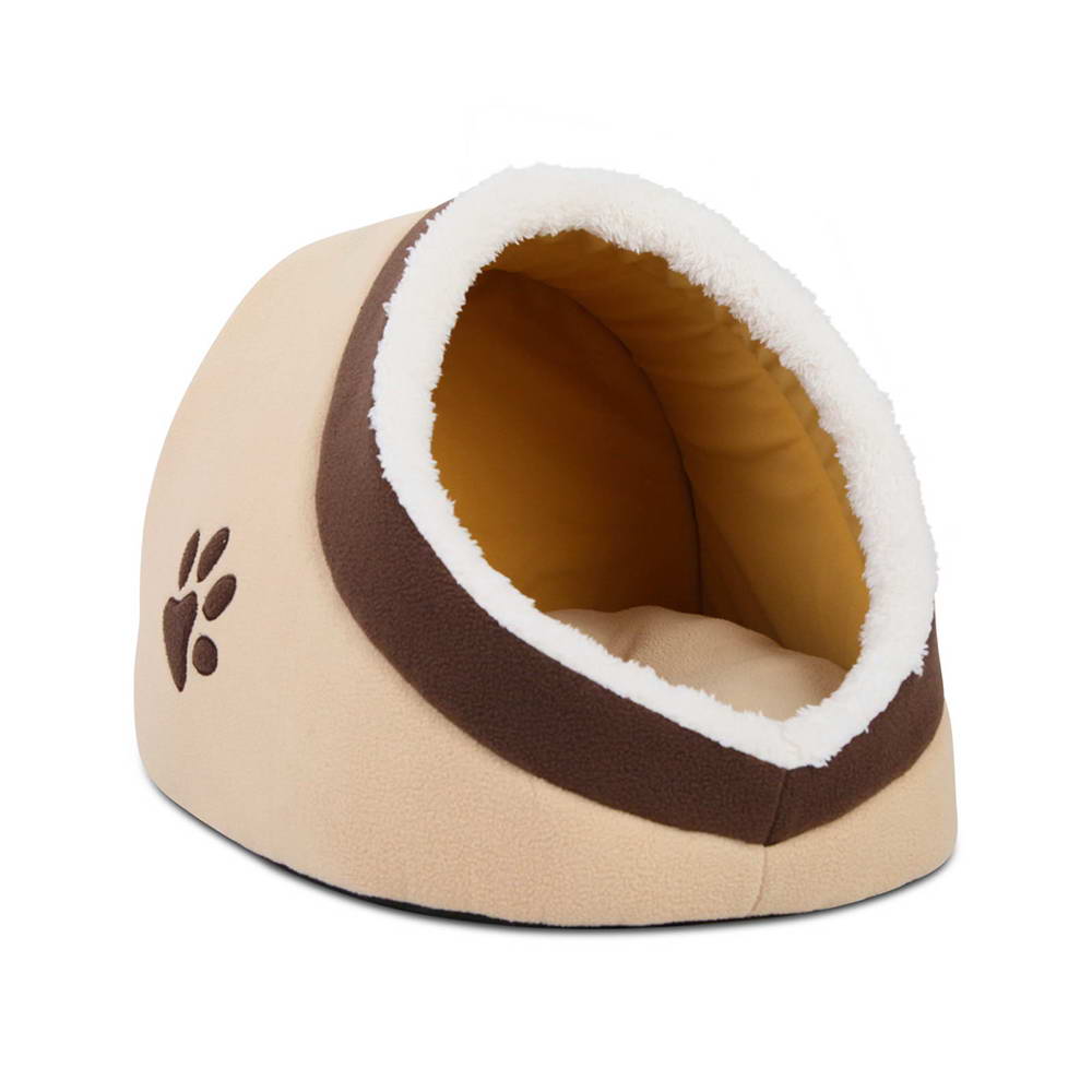 i.Pet Soft Fleece Igloo Pet Bed - Beige