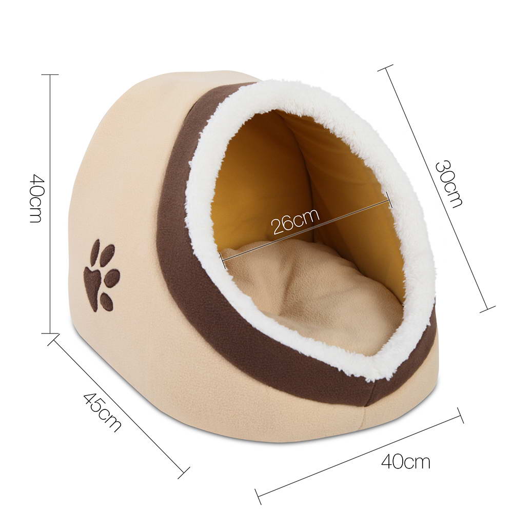 i.Pet Soft Fleece Igloo Pet Bed - Beige