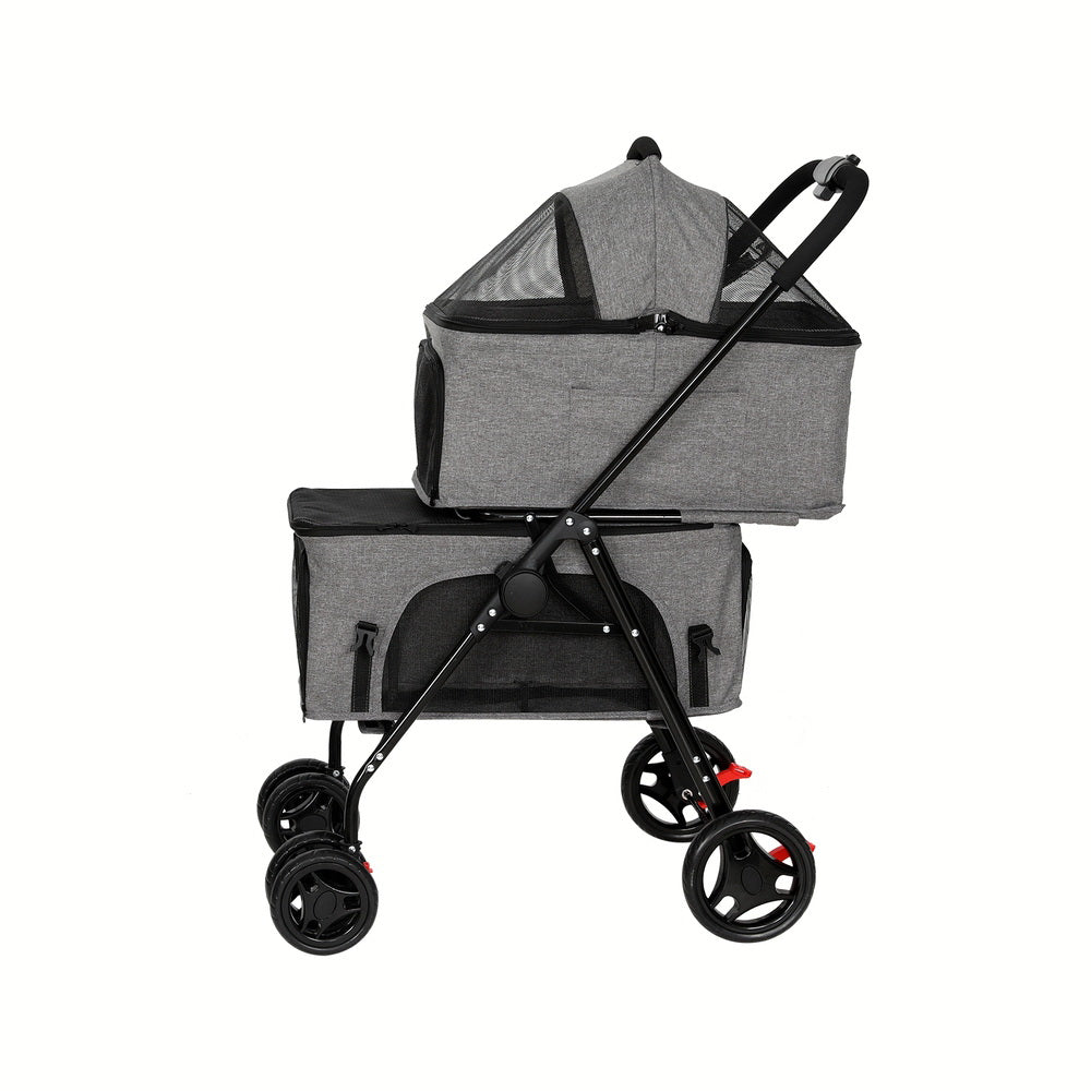 i.Pet Pet Stroller 2-tier Dog Pram Large Cat Carrier Travel Pushchair Foldable