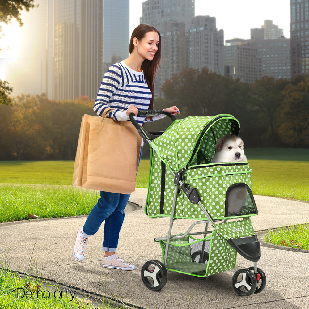 i.Pet 3 Wheel Pet Stroller - Green