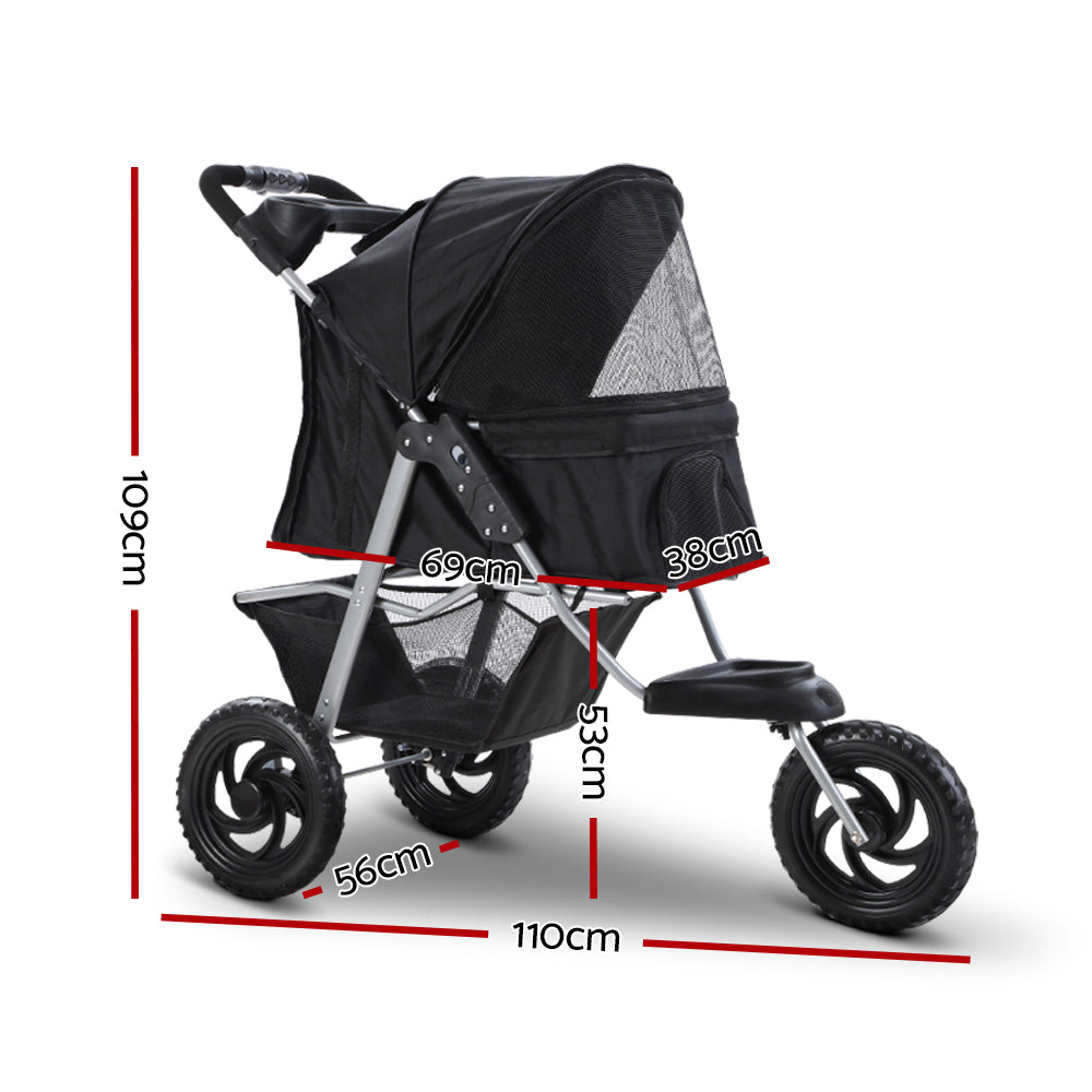 i.Pet Pet Stroller Dog Carrier Foldable Pram Large Black