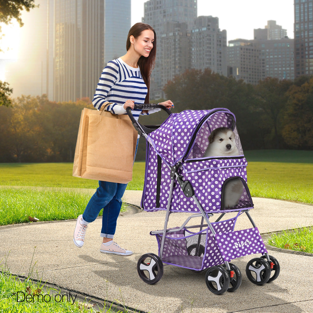 Pet 4 Wheel Pet Stroller - Purple