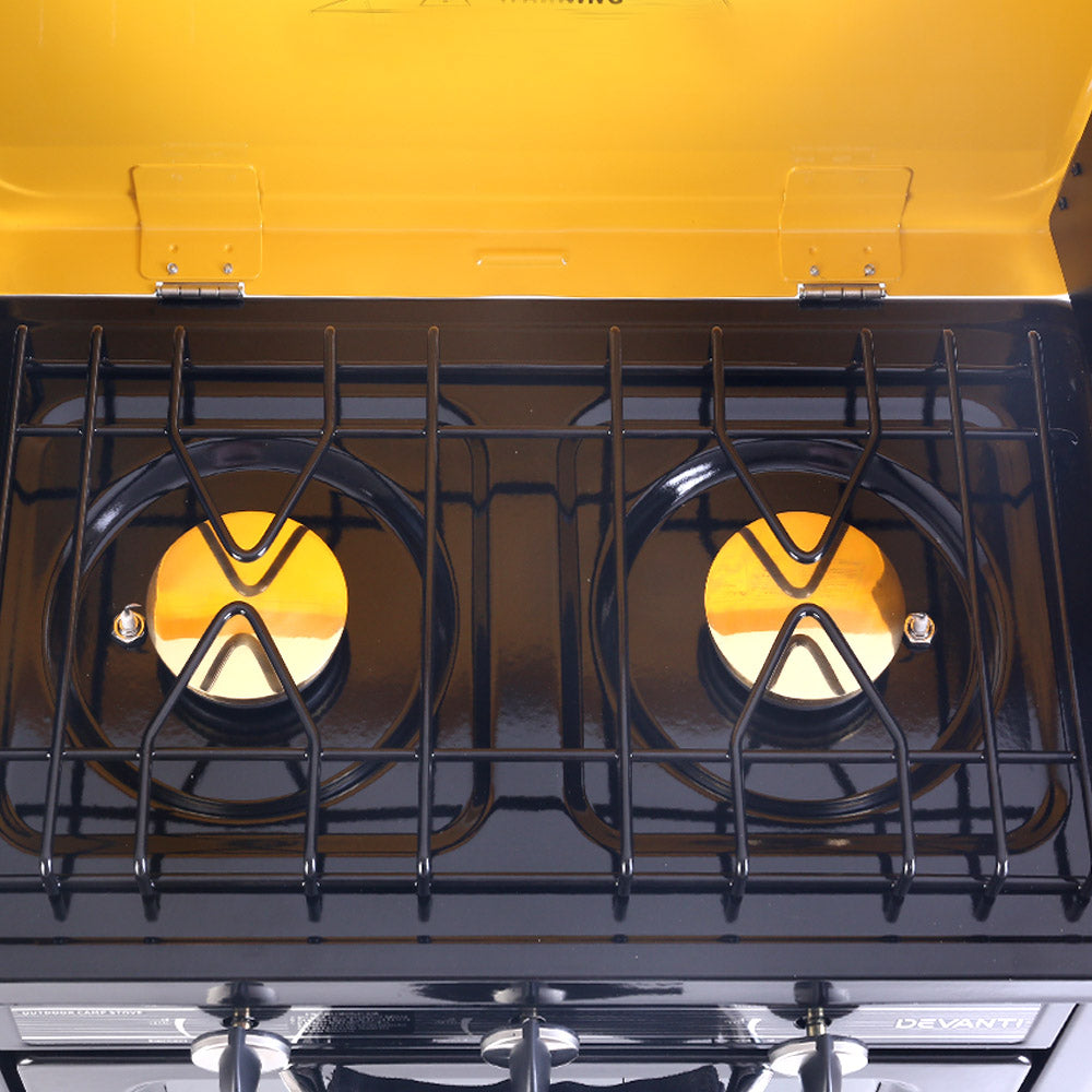 Devanti 3 Burner Portable Oven - Black & Yellow