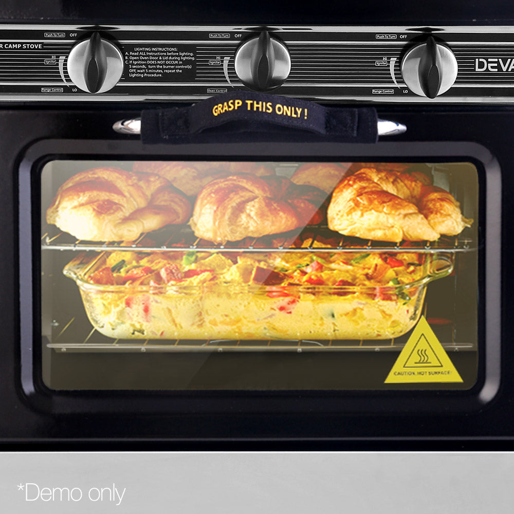 Devanti 3 Burner Portable Oven - Silver & Black