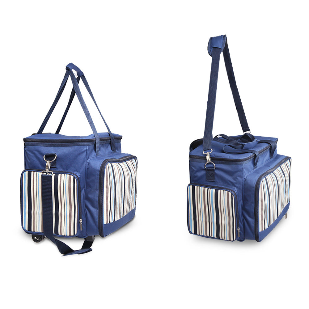 Alfresco 6 Person Picnic Bag Trolley Set - Blue