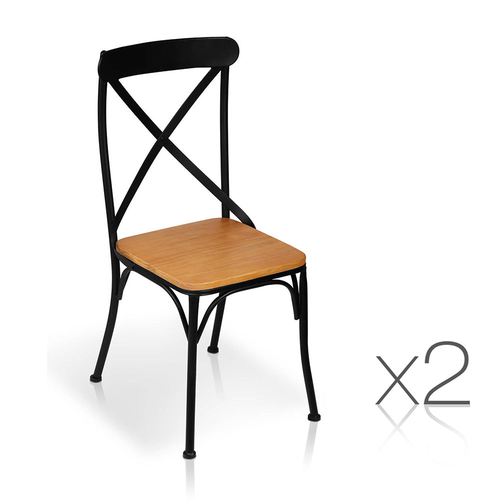 Artiss Set of 2 Metal Dining Chairs - Black