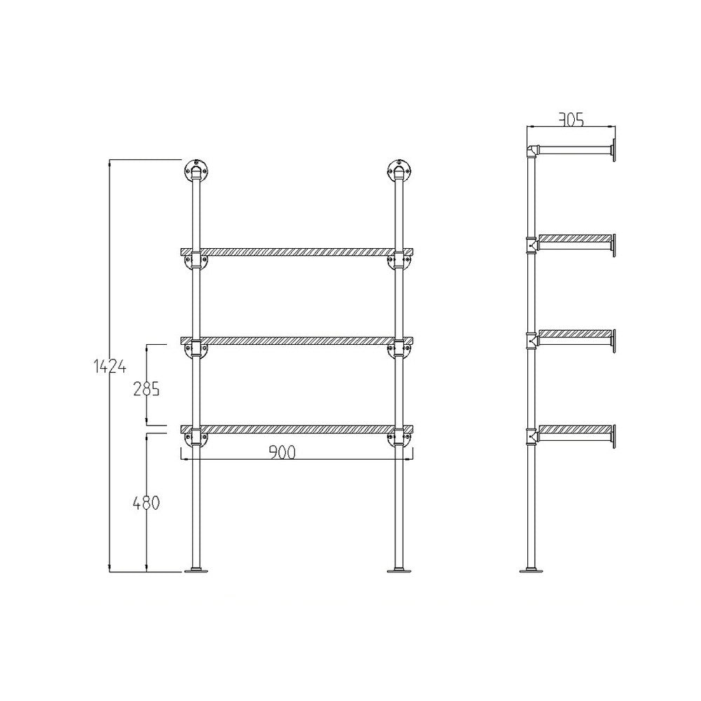 Artiss Wall Display Shelves Industrial Bookshelf DIY Pipe Shelf Rustic Brackets