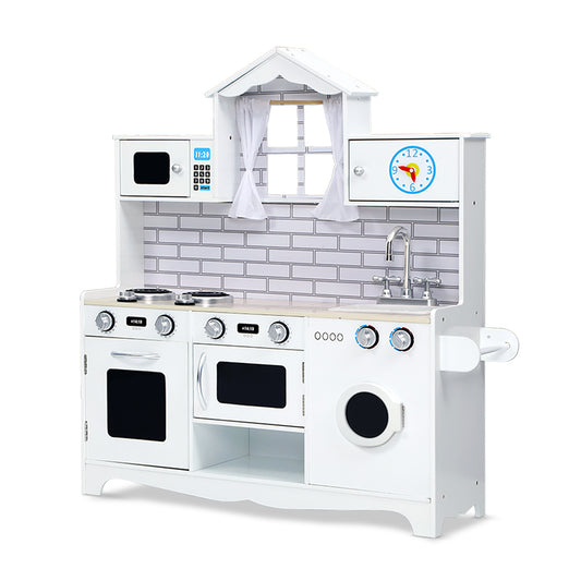 Keezi Kids Kitchen Set Pretend Play Food Sets Childrens Utensils Toys White