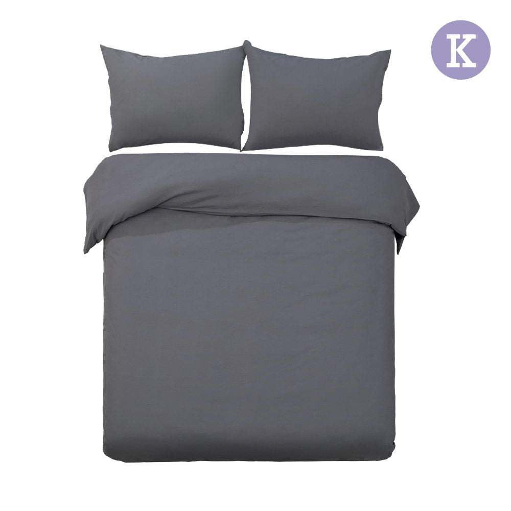 Giselle Bedding King Size Classic Quilt Cover Set - Charcoal