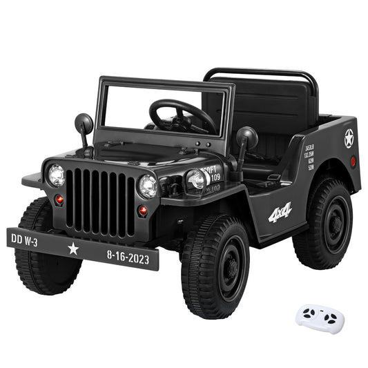 Rigo Ride On Car Jeep Kids Electric Military Toy Cars Off Road Vehicle 12V Black