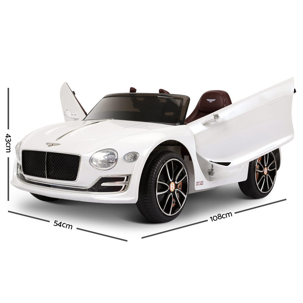 Bentley Kids Ride On Car Licensed Electric Toys 12V Battery Remote Cars White