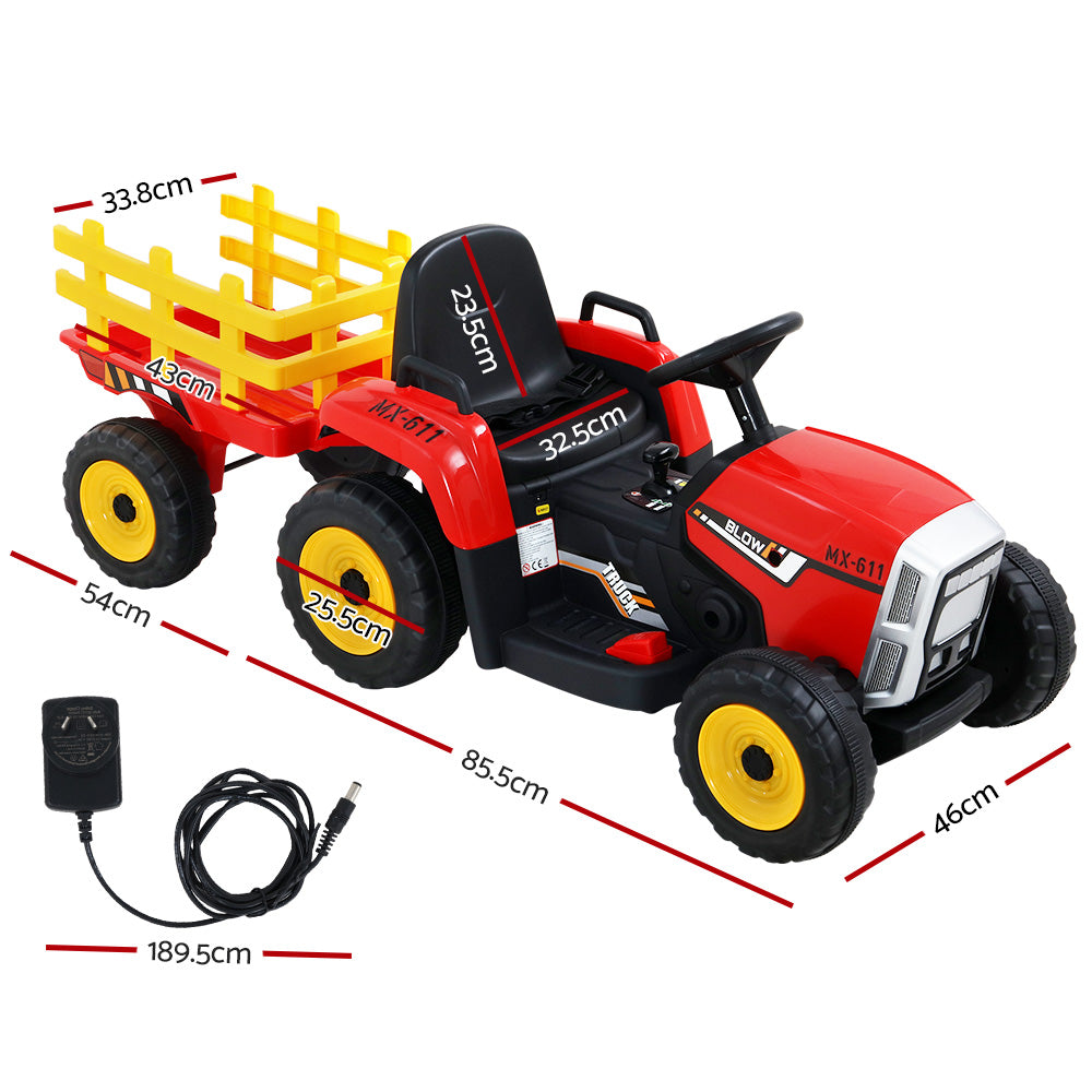 Rigo Ride On Car Tractor Toy Kids Electric Cars 12V Battery Child Toddlers Red