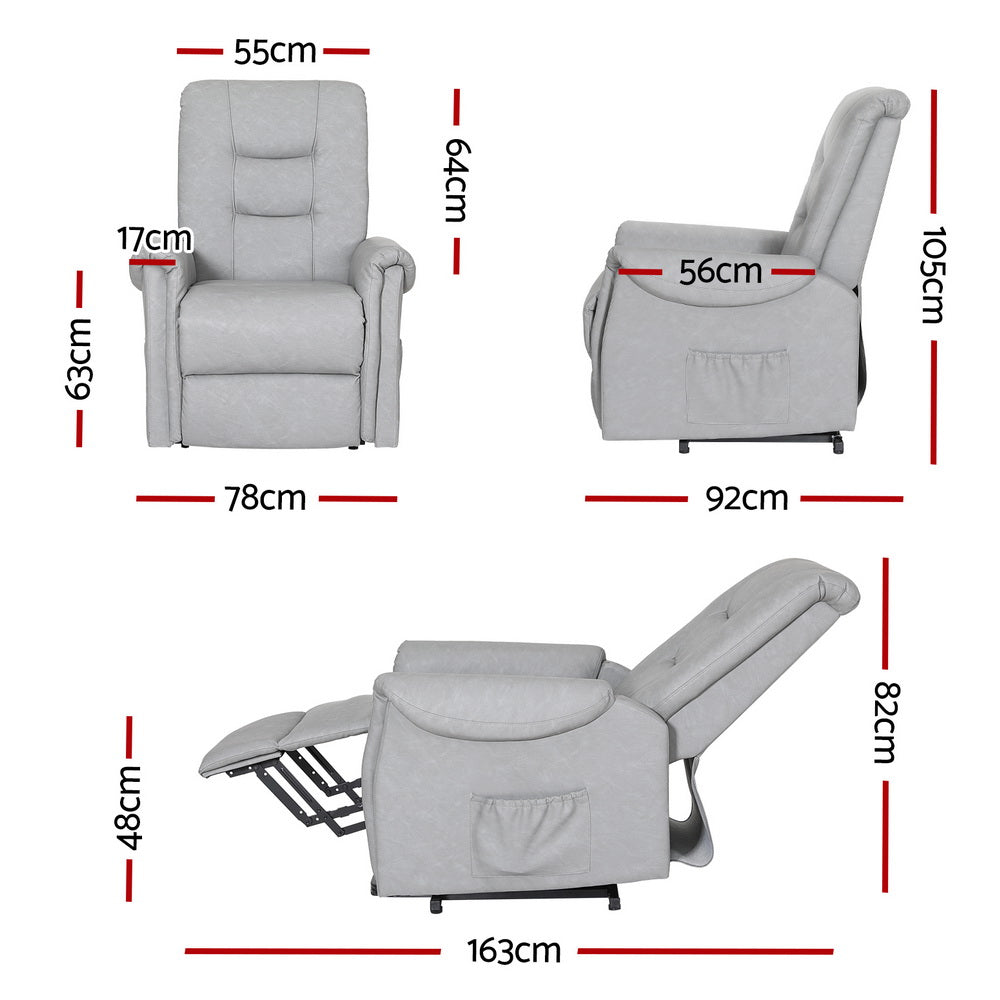 Artiss Recliner Chair Lift Assist Chair Grey Leather