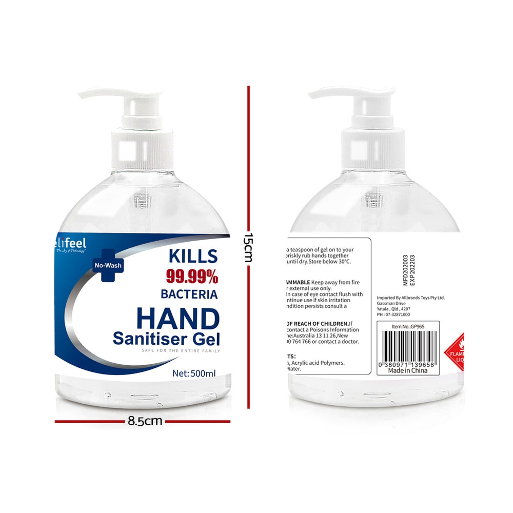 Relifeel Instant Hand Sanitiser Gel Alcohol Sanitizer Quick Dry 500ml No Wash