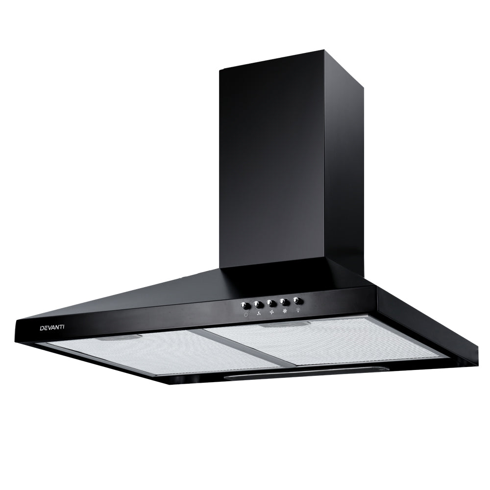 DEVANTi 600mm 60cm Rangehood Stainless Steel Range Hood Home Kitchen Canopy Black