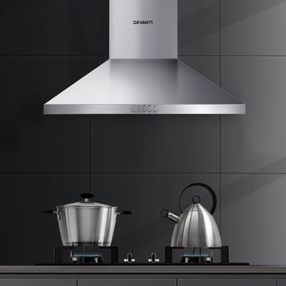 Devanti Range Hood 60cm 600mm Kitchen Canopy Stainless Steel Rangehood Wall Mount