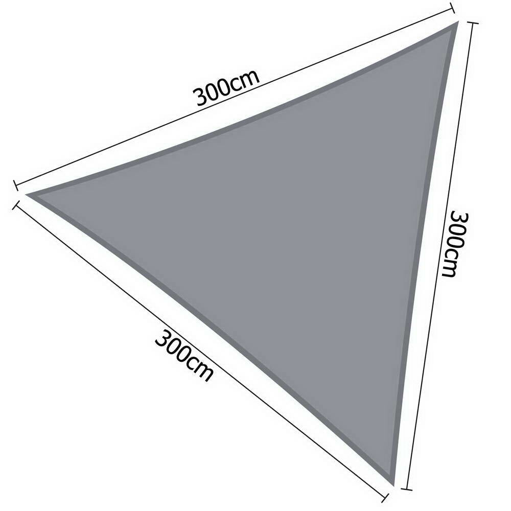 Instahut 3 x 3 x 3m Triangle Shade Sail Cloth - Grey
