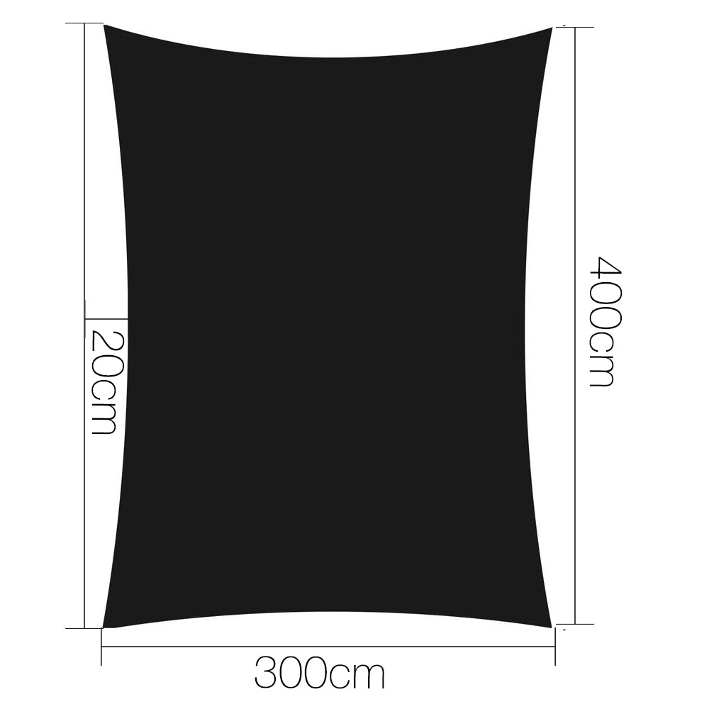 Instahut 3x4m Shade Sail Sun Shadecloth 280gsm Black