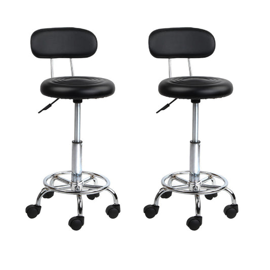 Artiss set of 2 Salon Stool Swivel Chair Backrest Barber Hairdressing Hydraulic Height