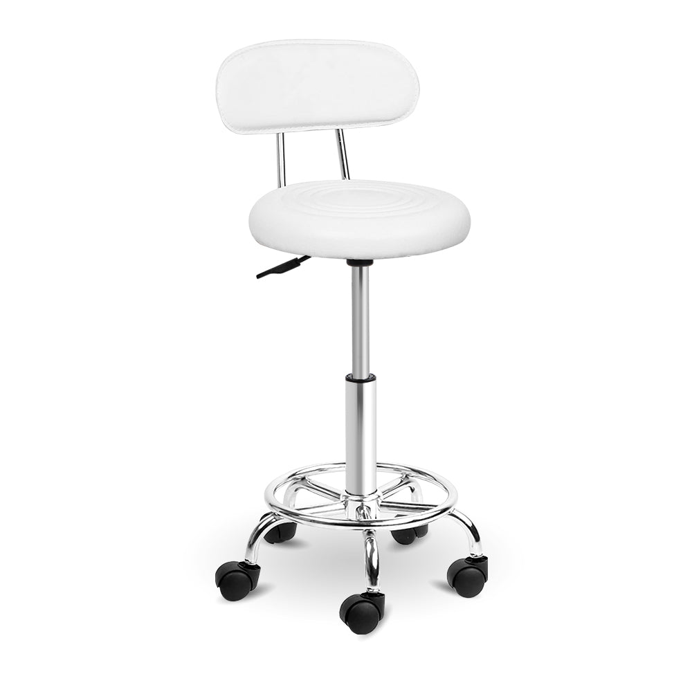 Artiss PU Leather Swivel Salon Stool - White