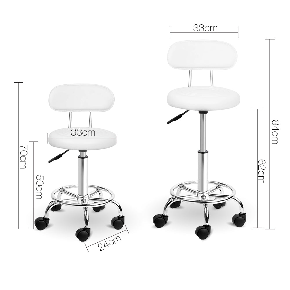 Artiss PU Leather Swivel Salon Stool - White