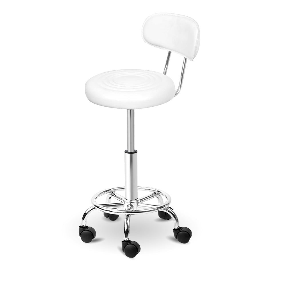 Artiss PU Leather Swivel Salon Stool - White