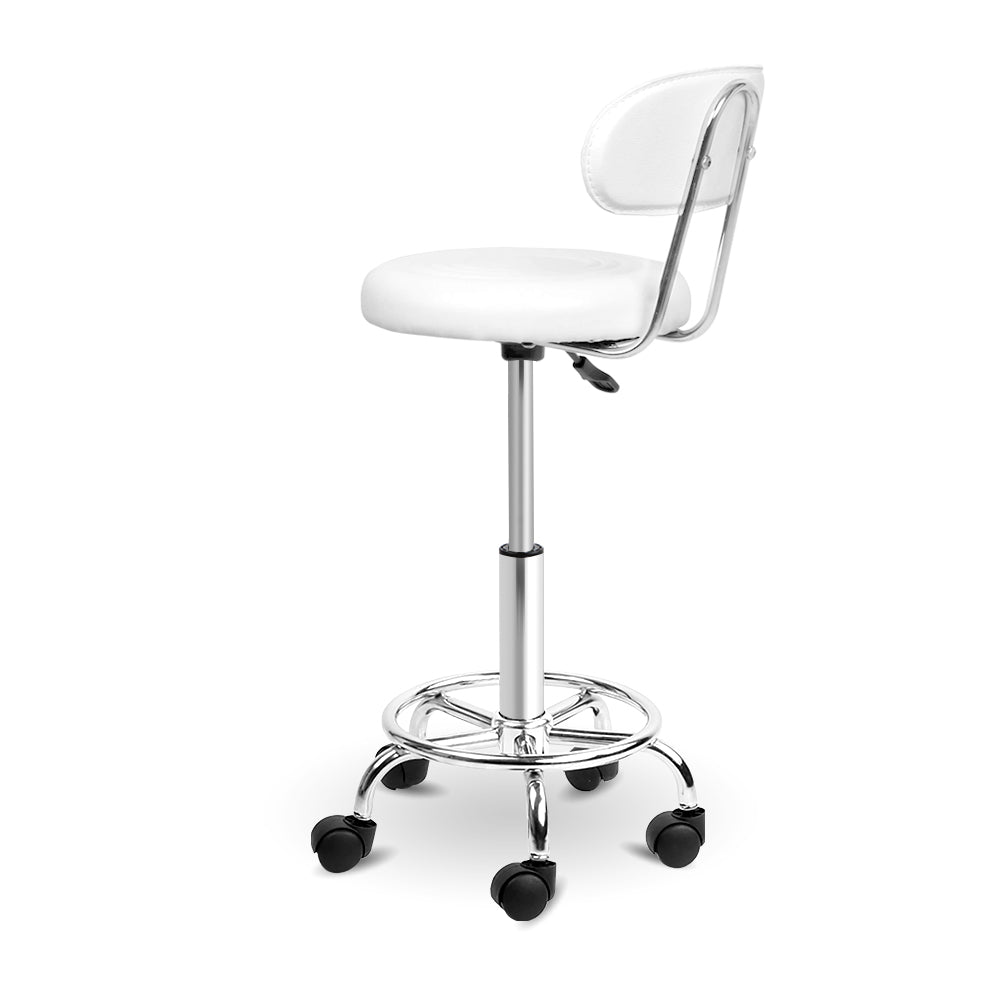 Artiss PU Leather Swivel Salon Stool - White