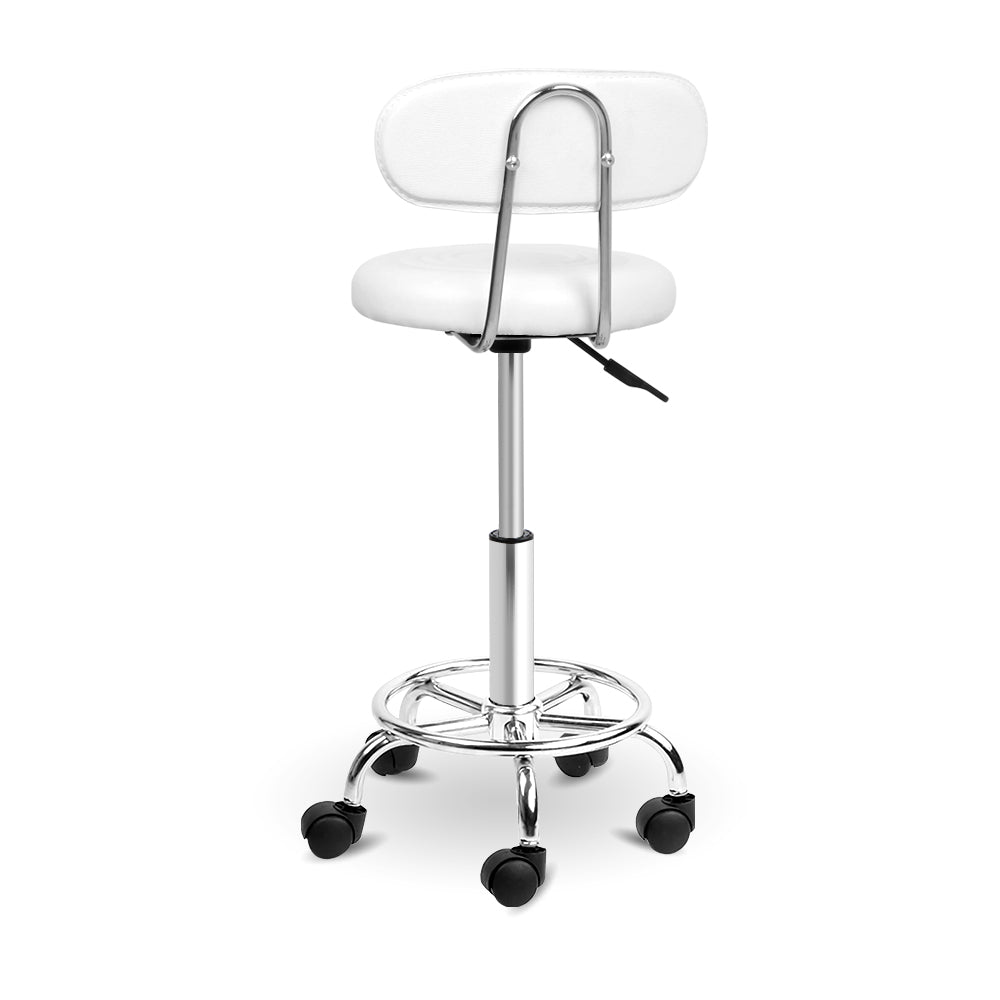 Artiss PU Leather Swivel Salon Stool - White