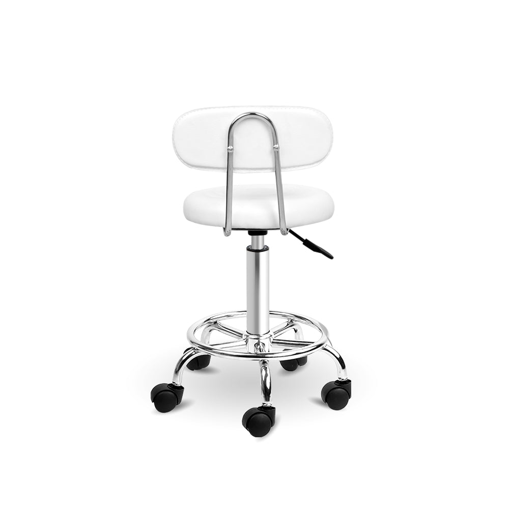 Artiss PU Leather Swivel Salon Stool - White