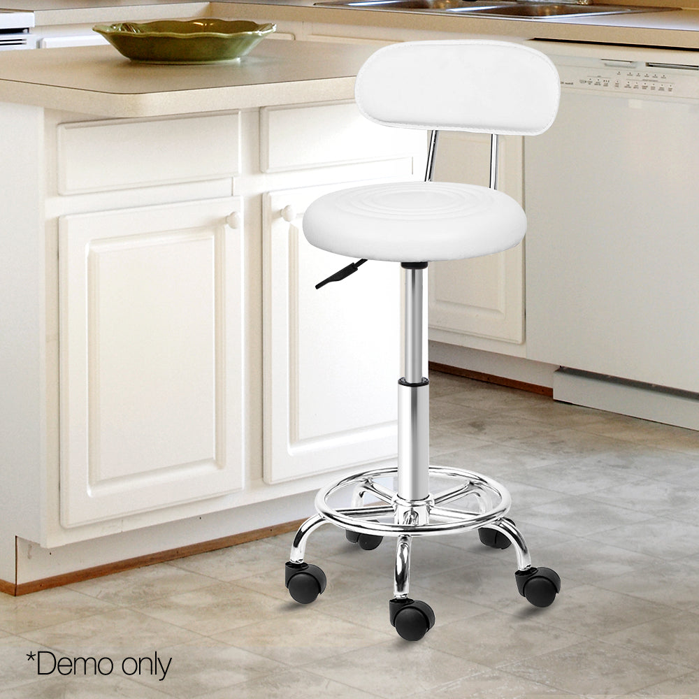 Artiss PU Leather Swivel Salon Stool - White