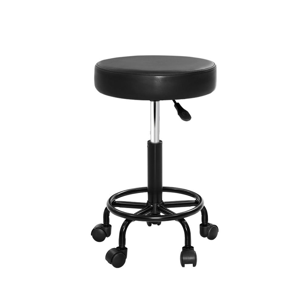 Artiss Round Salon Stool Stools Black Swivel Barber Hair Hydraulic Chairs Lift