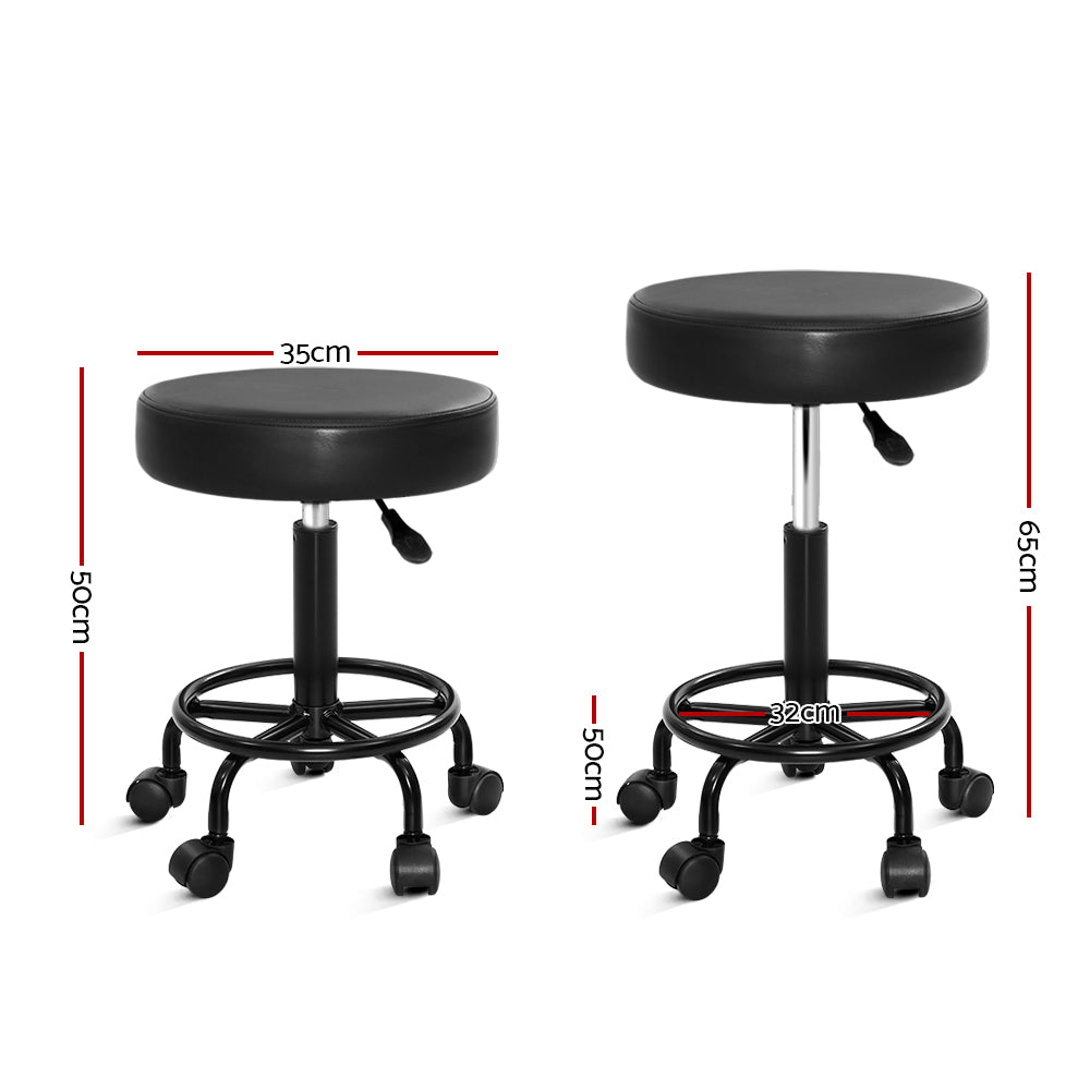 Artiss Round Salon Stool Stools Black Swivel Barber Hair Hydraulic Chairs Lift