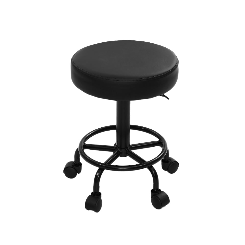 Artiss Set of 2 Salon Stools Saddle Chair Swivel Stools Black Hydraulic Lift Barber