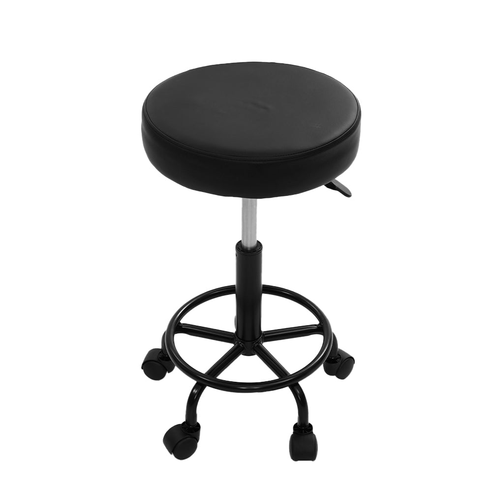 Artiss Set of 2 Salon Stools Saddle Chair Swivel Stools Black Hydraulic Lift Barber