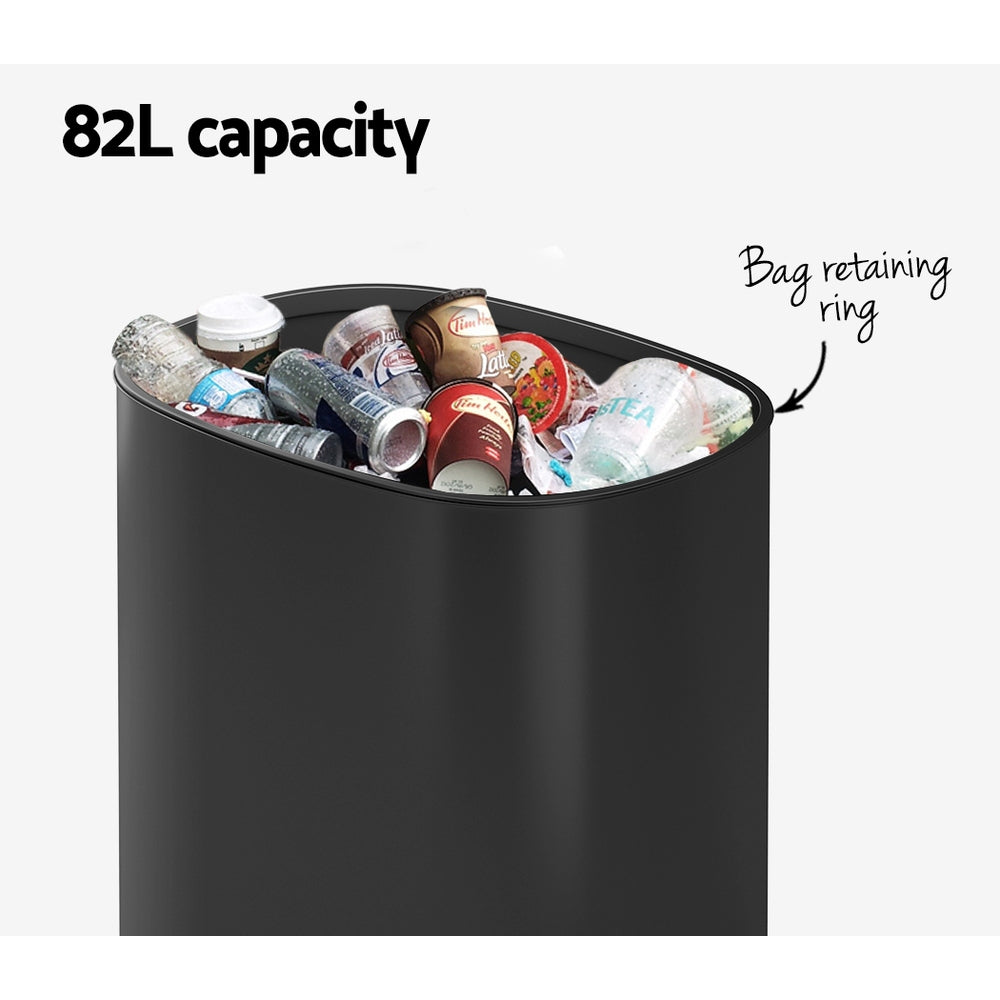 Devanti 82L Motion Sensor Bin Rubbish Waste Automatic Trash Can Kitchen Black