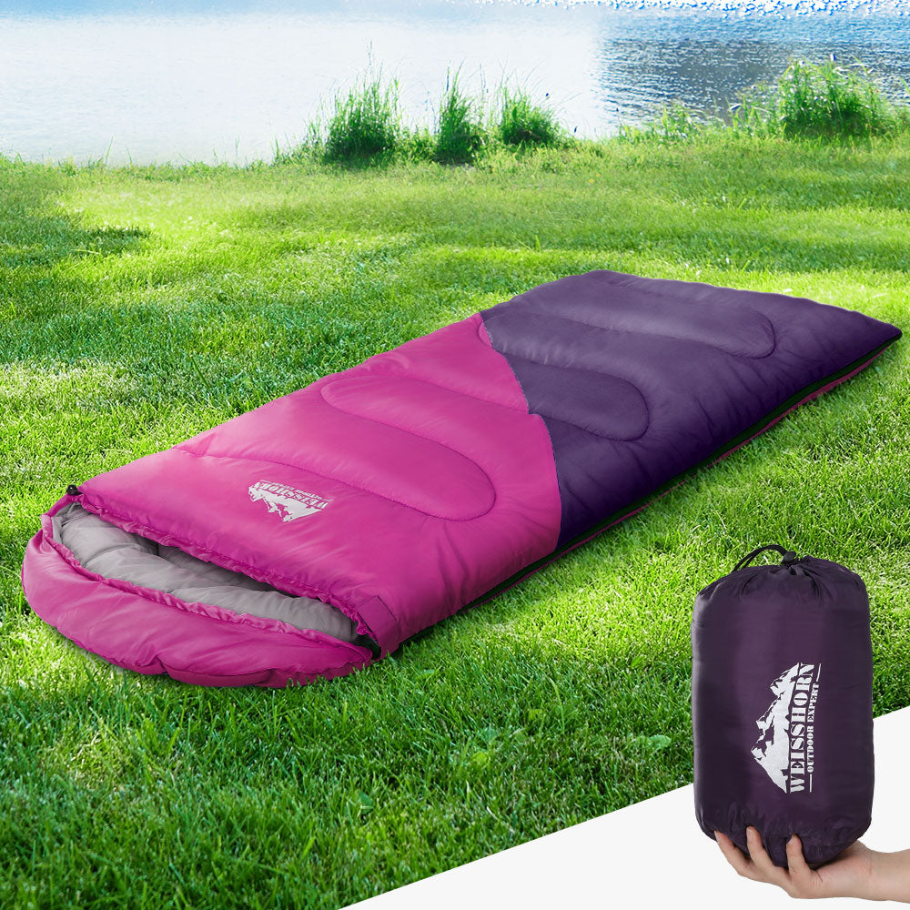 Weisshorn Sleeping Bag 136cm Kids Camping Hiking Winter Pink