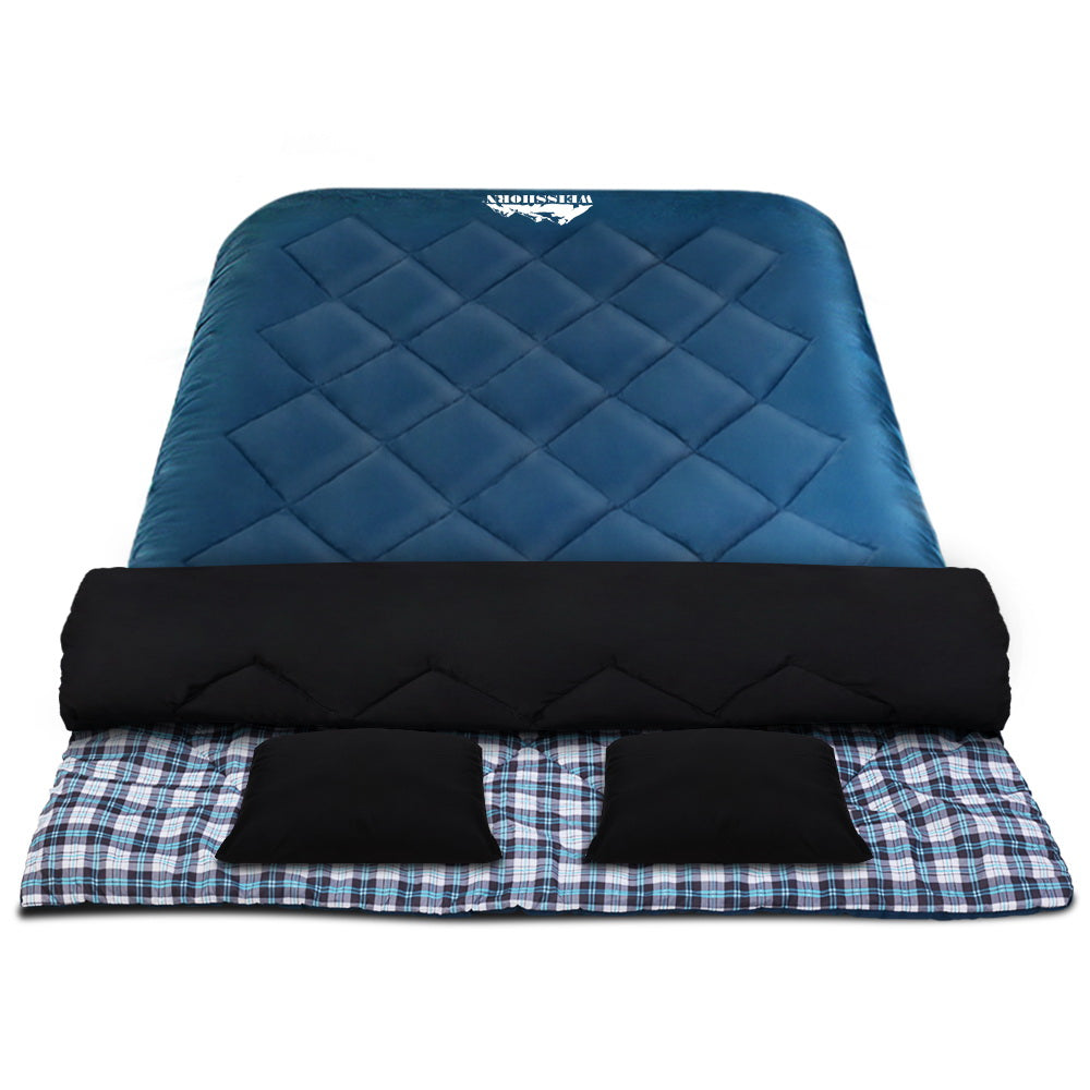 Weisshorn Sleeping Bag Bags Double Camping Hiking -10Â°C to 15Â°C Tent Winter Thermal Navy
