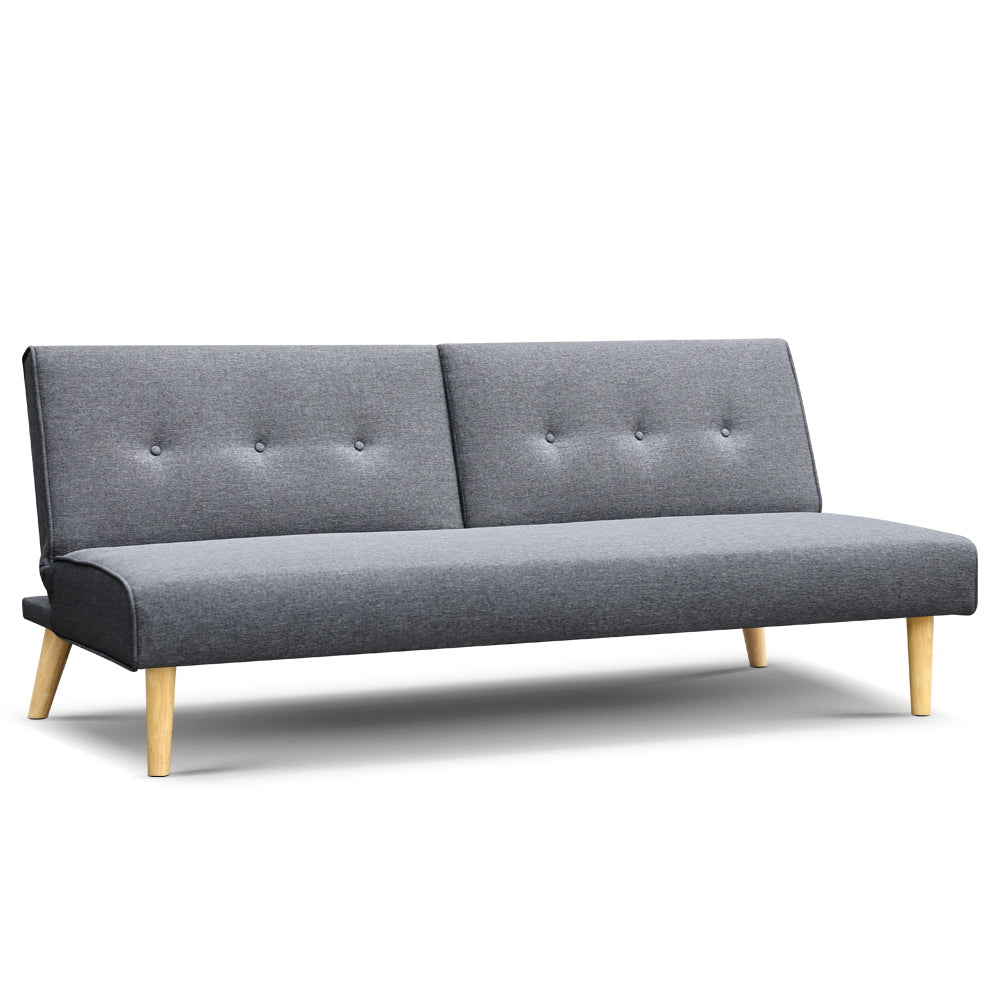 Artiss 3 Seater Fabric Sofa Bed - Grey