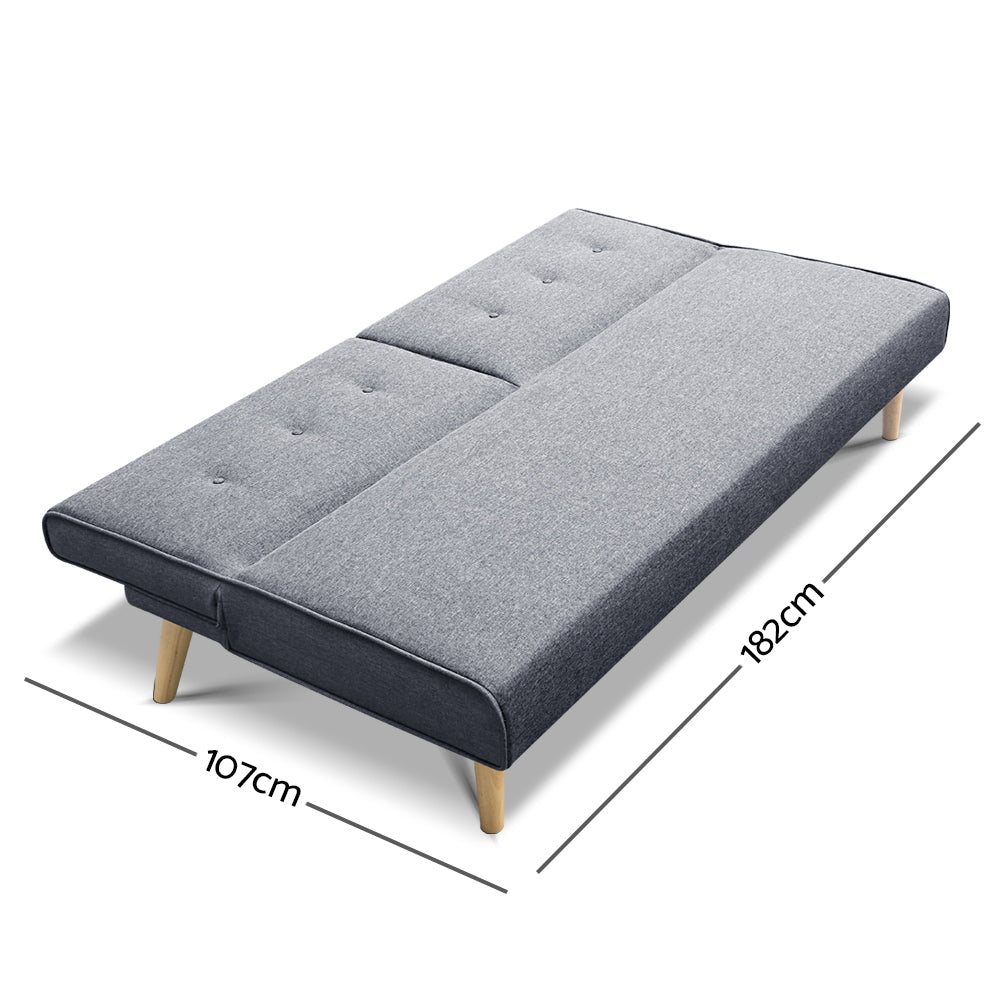 Artiss 3 Seater Fabric Sofa Bed - Grey