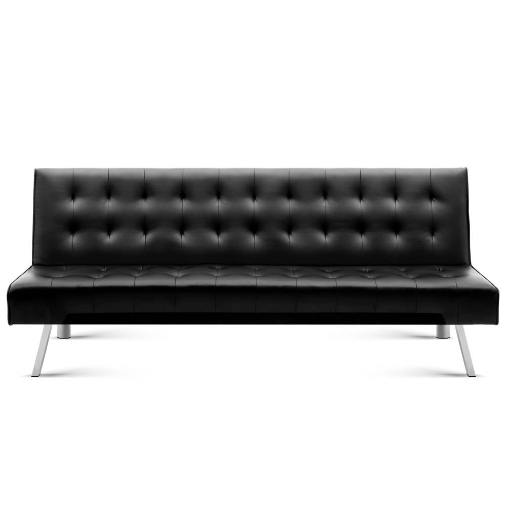 3-Seater Leather Sofa Bed - Black