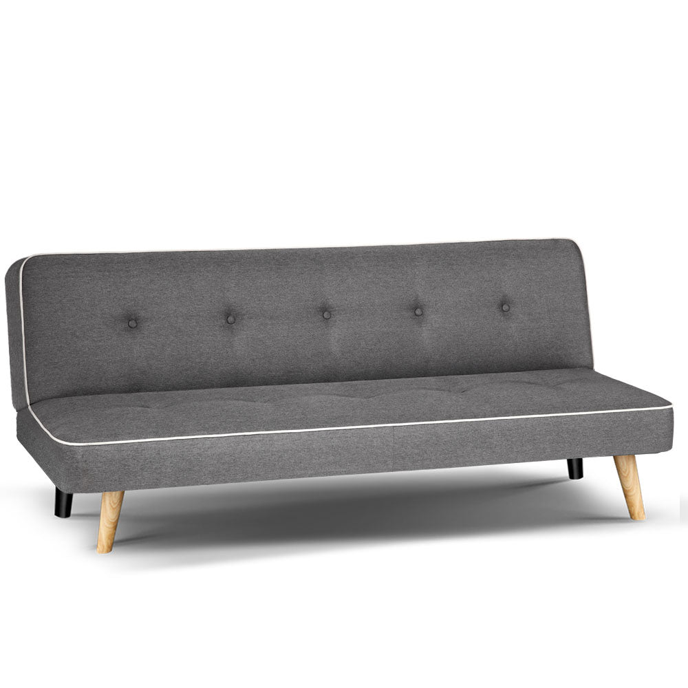 3 Seater Fabric Sofa Bed - Grey