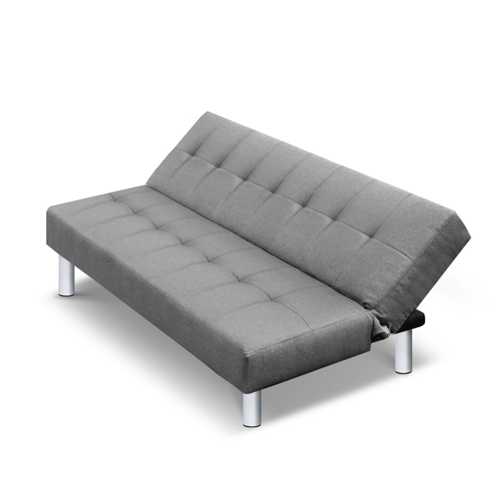 Artiss 3 Seater Fabric Sofa Bed - Grey