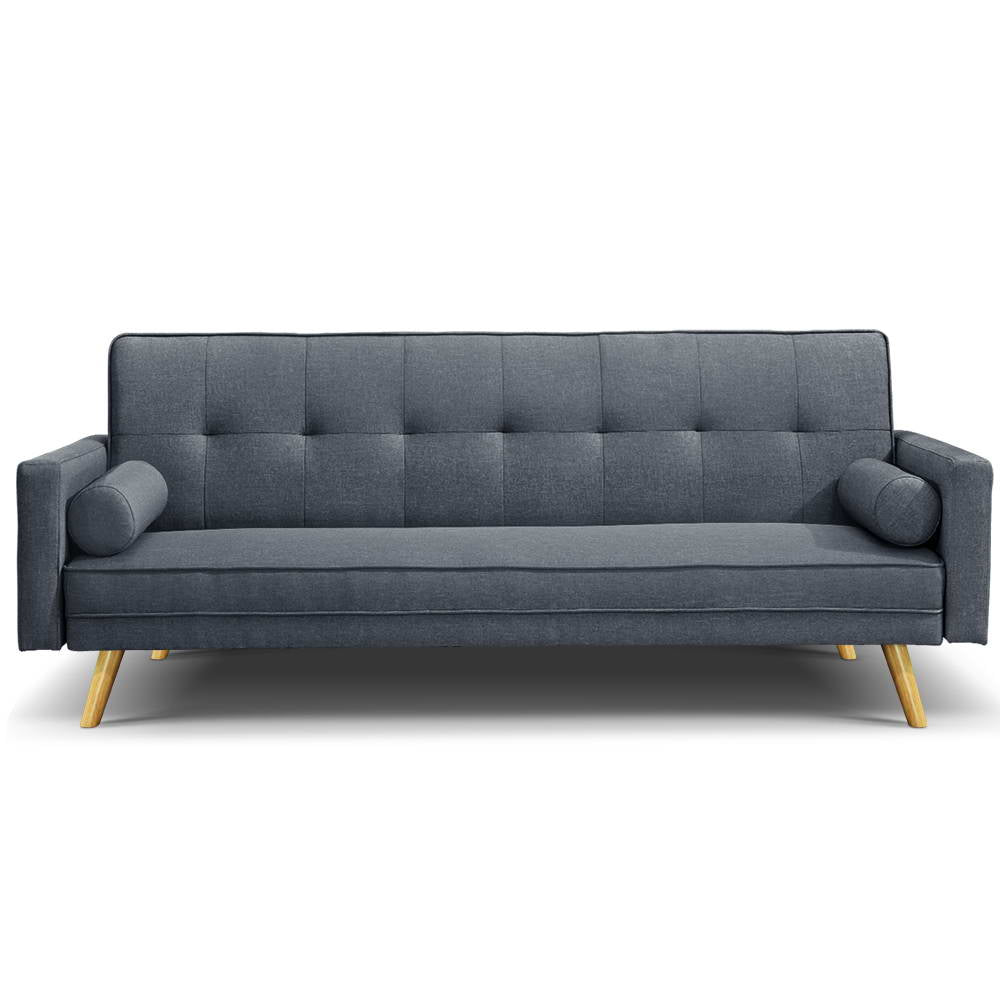 Artiss 3 Seater Fabric Sofa Bed - Charcoal
