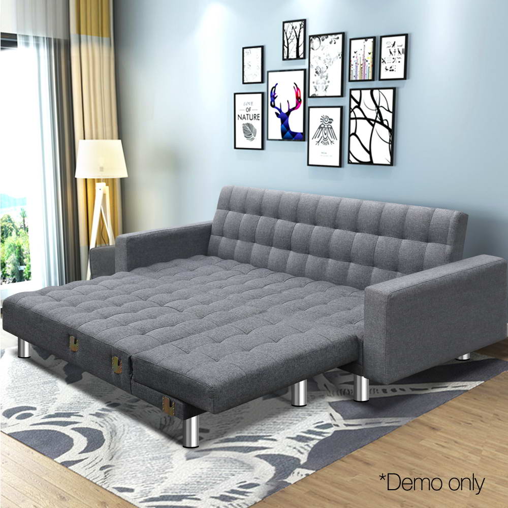 Artiss Modular Fabric Sofa Bed - Grey