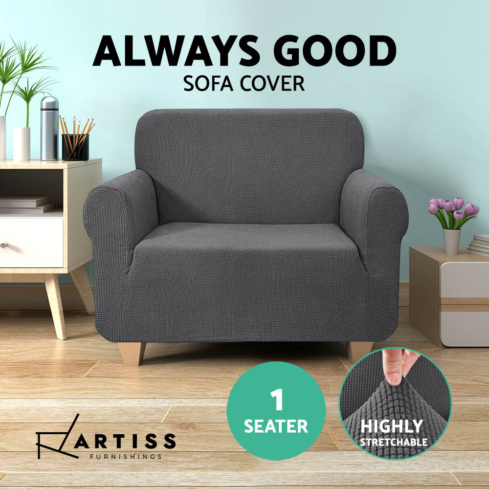 Artiss High Stretch Sofa Cover Couch Protector Slipcovers 1 Seater Grey